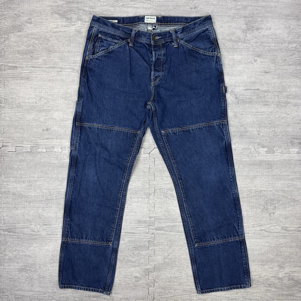 Todd Snyder Selvedge 34x32 (34x30) Carpenter Double Knee Dark Blue Denim Jeans